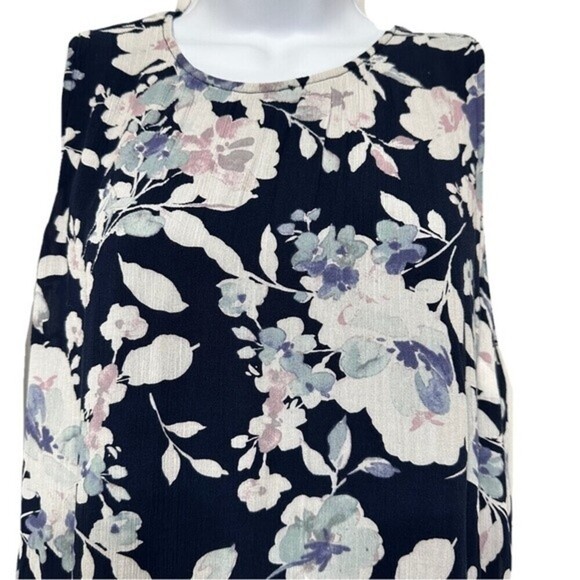 J.Jill Navy Multicolored Floral Print Size Medium Maxi Dress - Picture 8 of 16